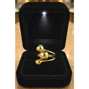 Golden Exaggerated Three Ball Open Ring Golden One Size
